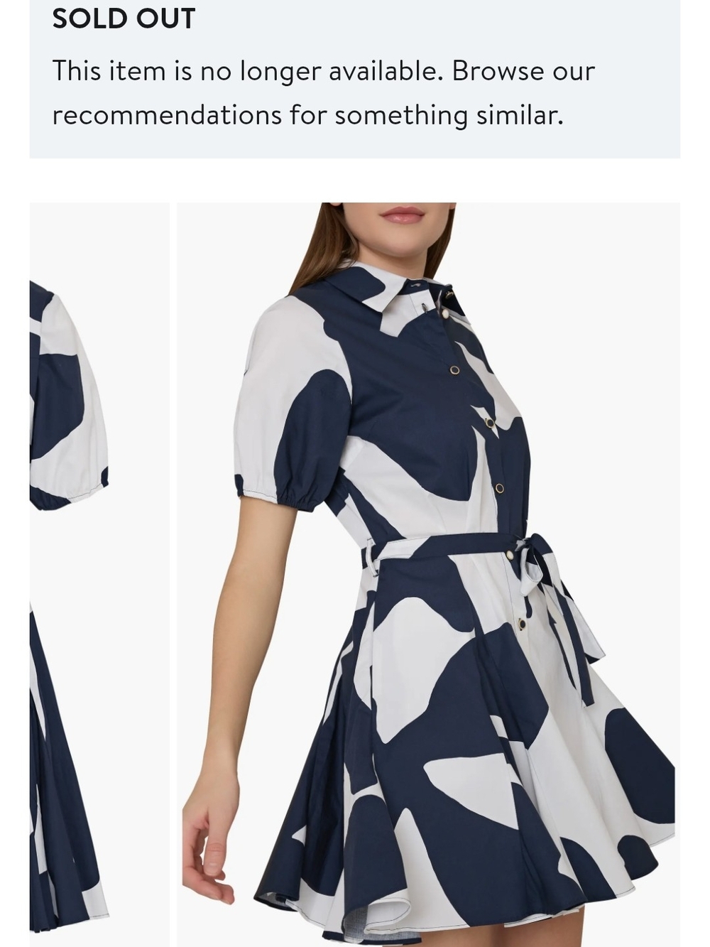 Milly Navy and White Abstract Print Mini Shirt Dress